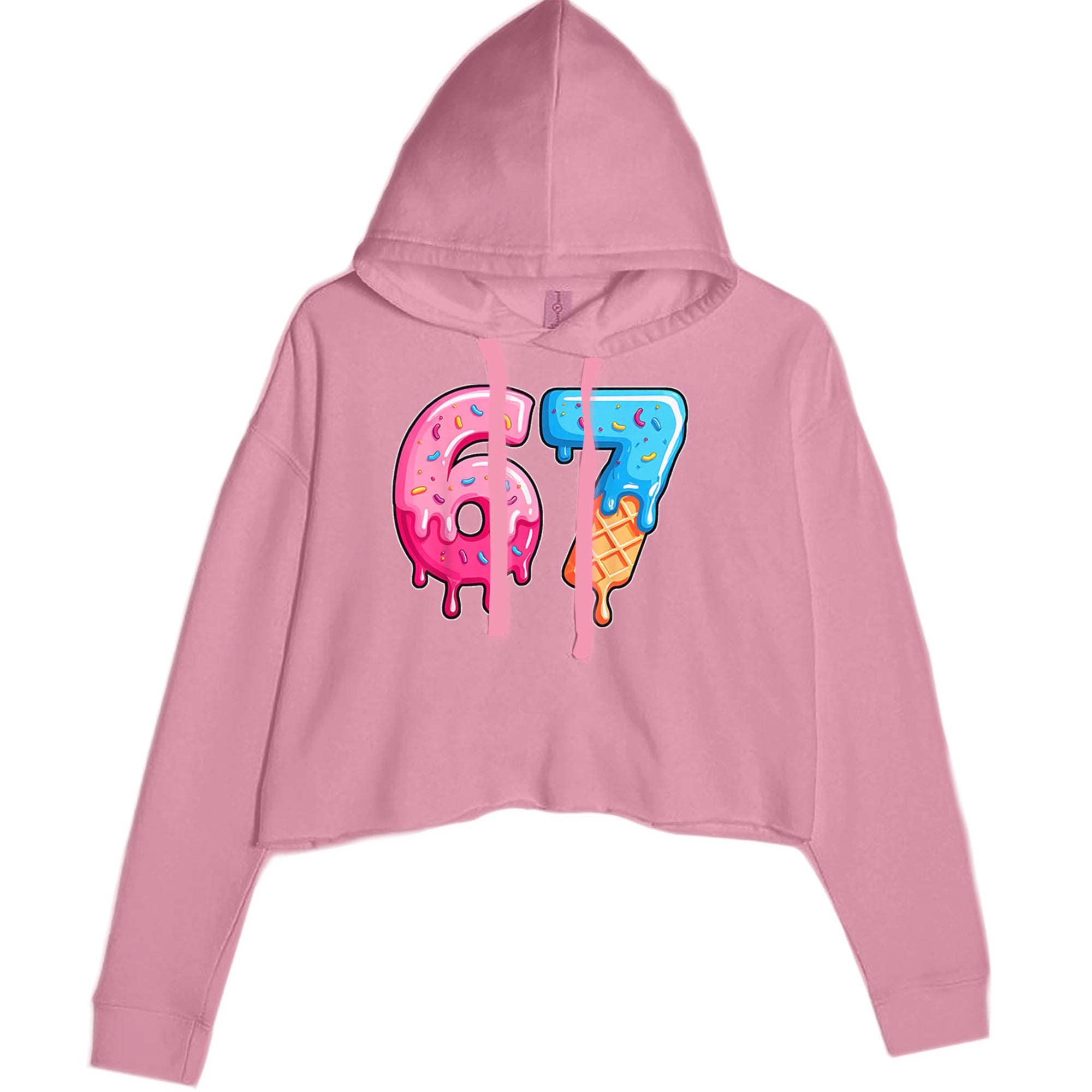 67 Dripping Ice Cream Donut Melt Cropped Hoodie Sweatshirt Mauve