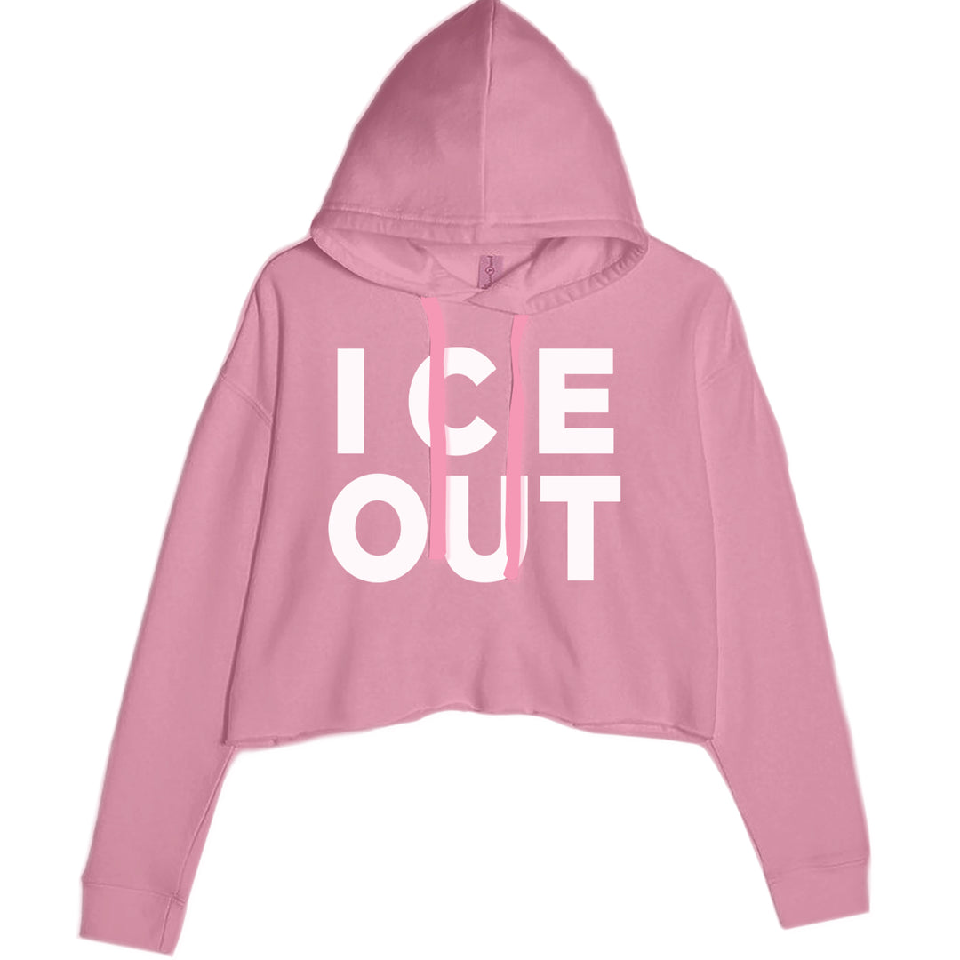 Ice Out Protest Cropped Hoodie Sweatshirt Mauve