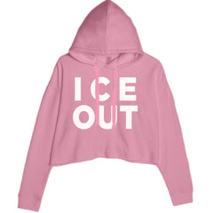 Ice Out Protest Cropped Hoodie Sweatshirt Mauve