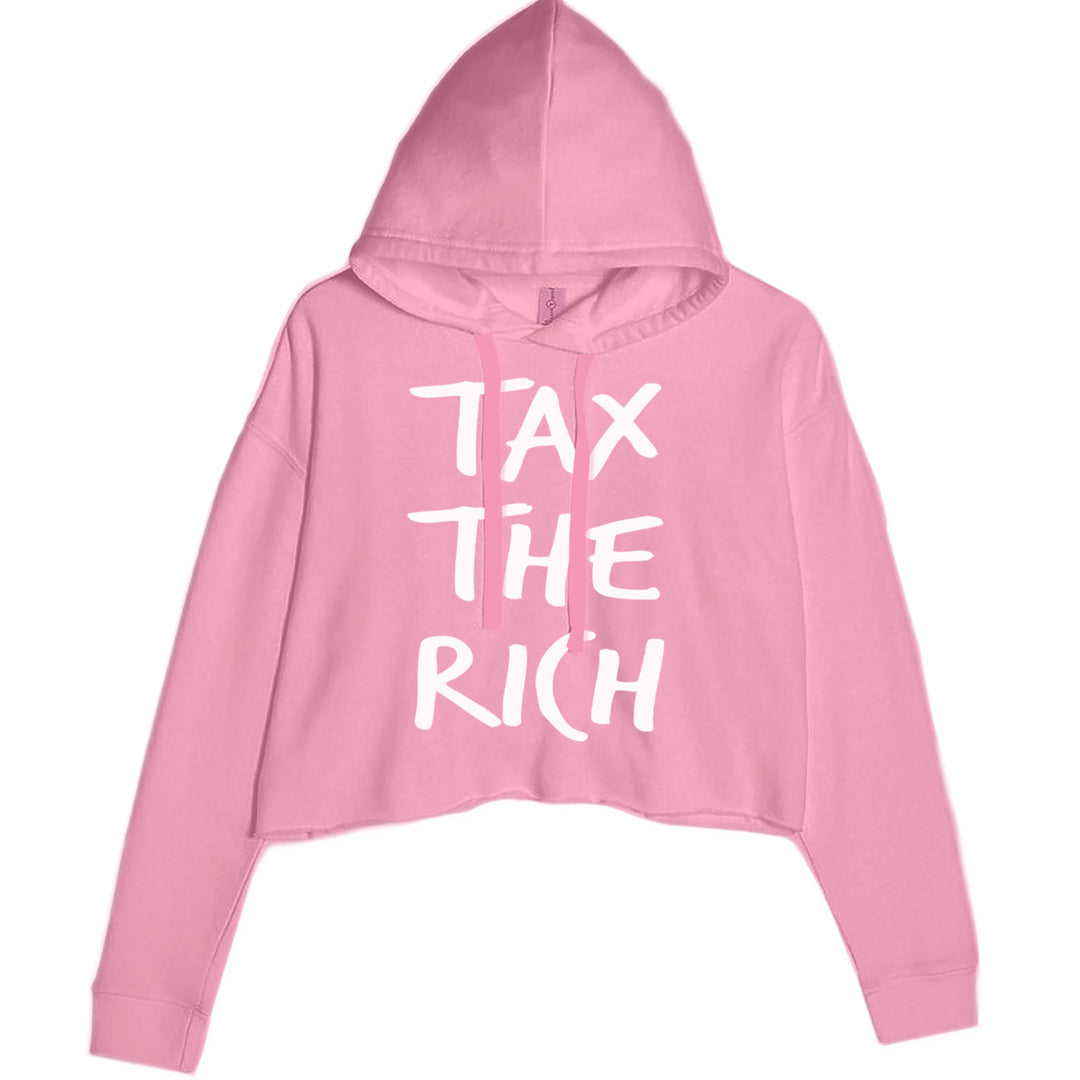Tax the Rich Protest Wealth Inequality Cropped Hoodie Sweatshirt Mauve