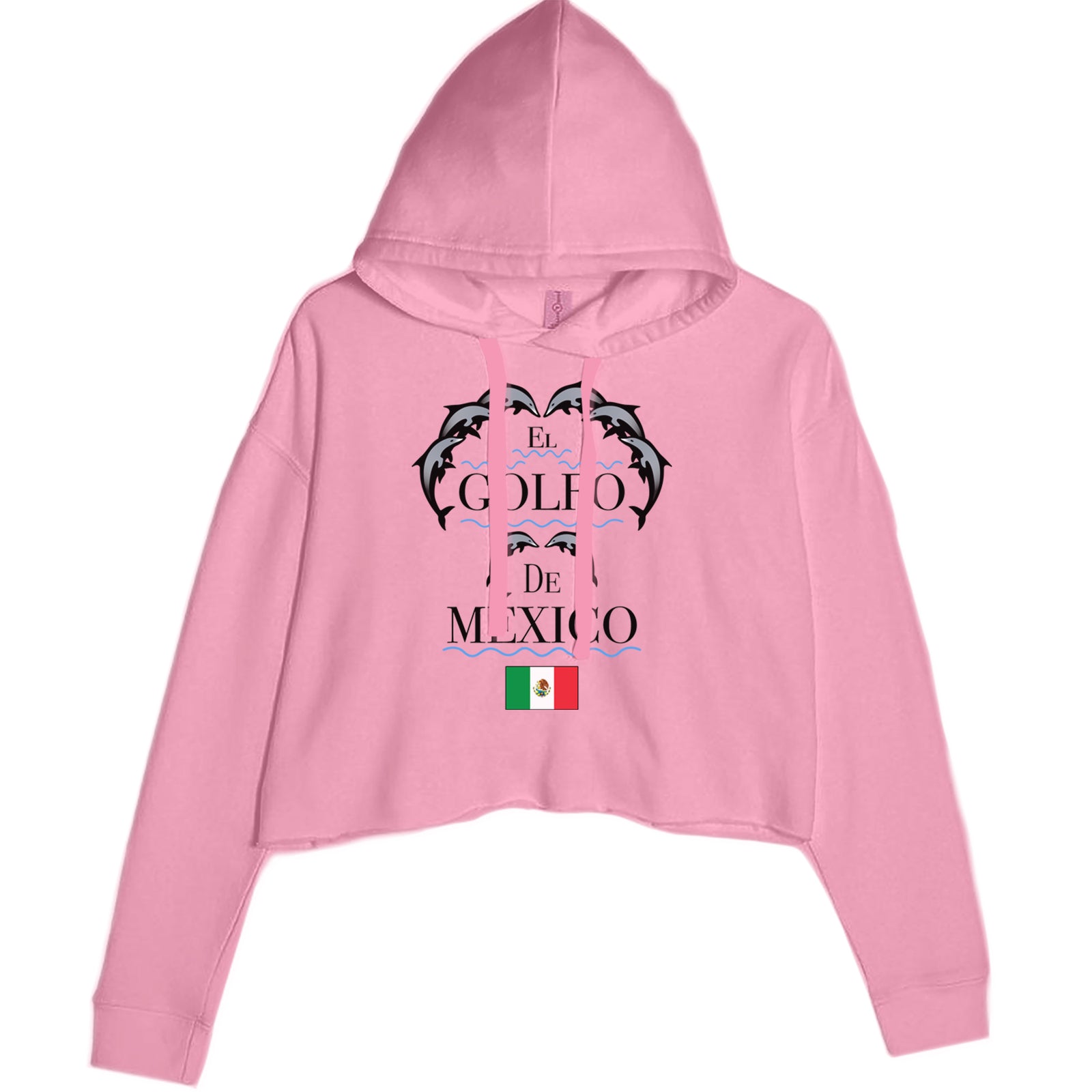 El Golfo De Mexico Dancing Dolphins Cropped Hoodie Sweatshirt Lavender