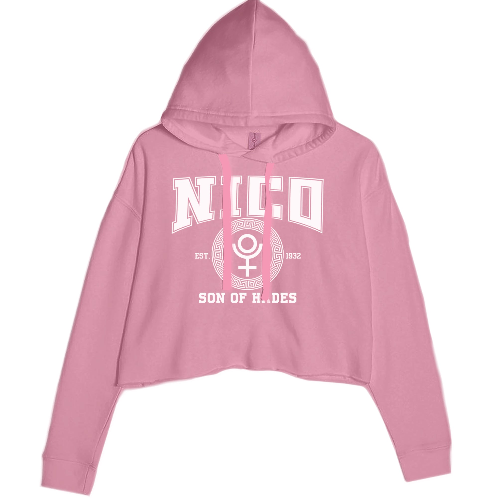Nico Son of Hades Underworld Crest Cropped Hoodie Sweatshirt Mauve