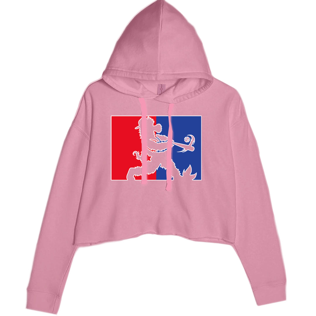 Batter Up Philly Baseball Phan Cropped Hoodie Sweatshirt Mauve