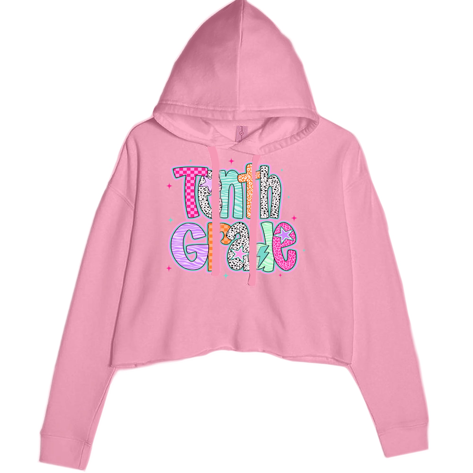 Tenth Grade Trendsetter Colorful Back to School Cropped Hoodie Sweatshirt Mauve