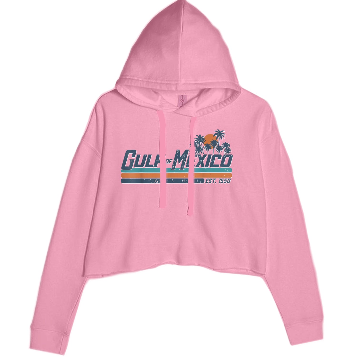 Gulf Of Mexico Established Year 1550 Cropped Hoodie Sweatshirt Mauve
