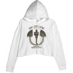 Fourth Wing Dragon Rider Vintage Basgiath War College Cropped Hoodie Sweatshirt White