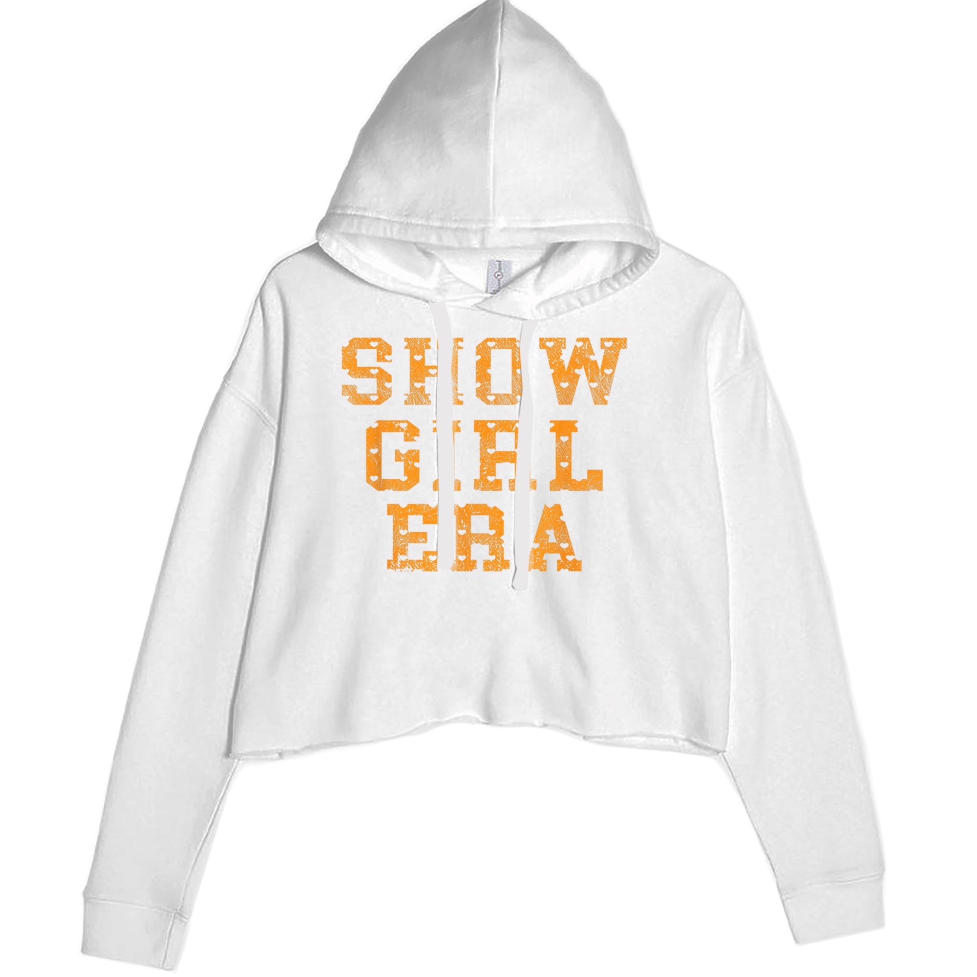 Vintage Showgirl Era Heart Cropped Hoodie Sweatshirt White