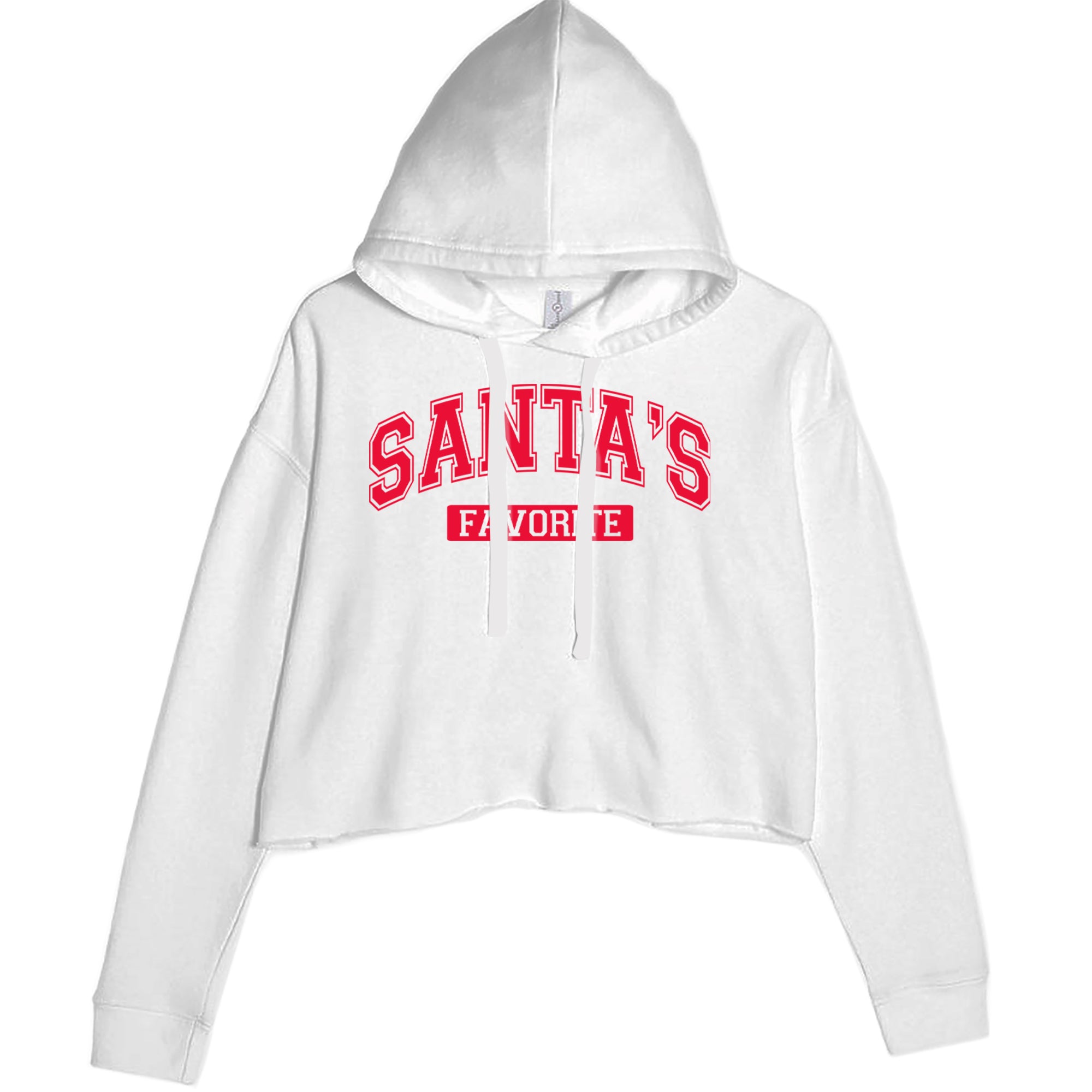 Santa's Favorite Cropped Hoodie Sweatshirt White