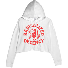 Radicalized by Basic Decency Dove Protest Statement Cropped Hoodie Sweatshirt White