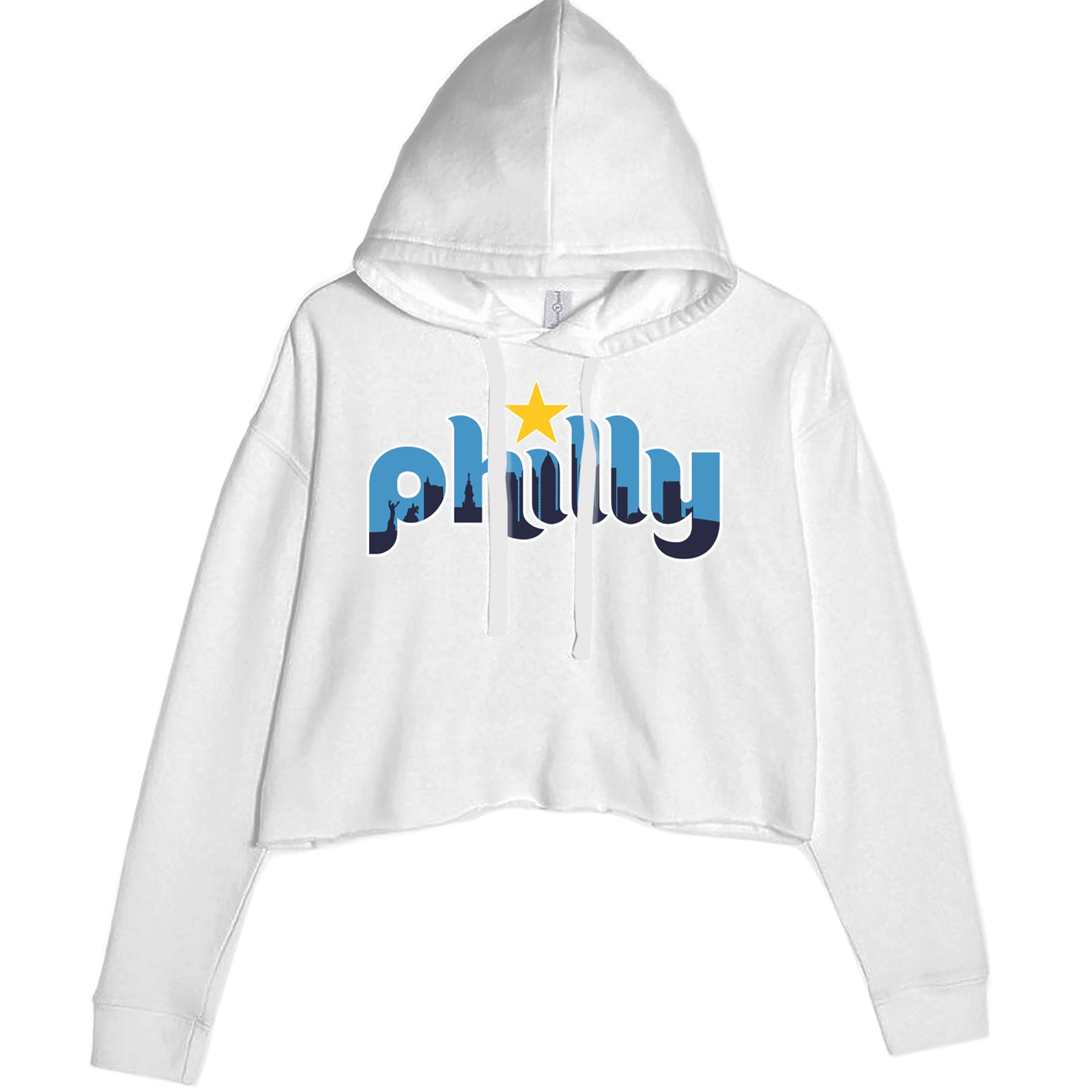 Skyline Philly Philadelphia Cropped Hoodie Sweatshirt White
