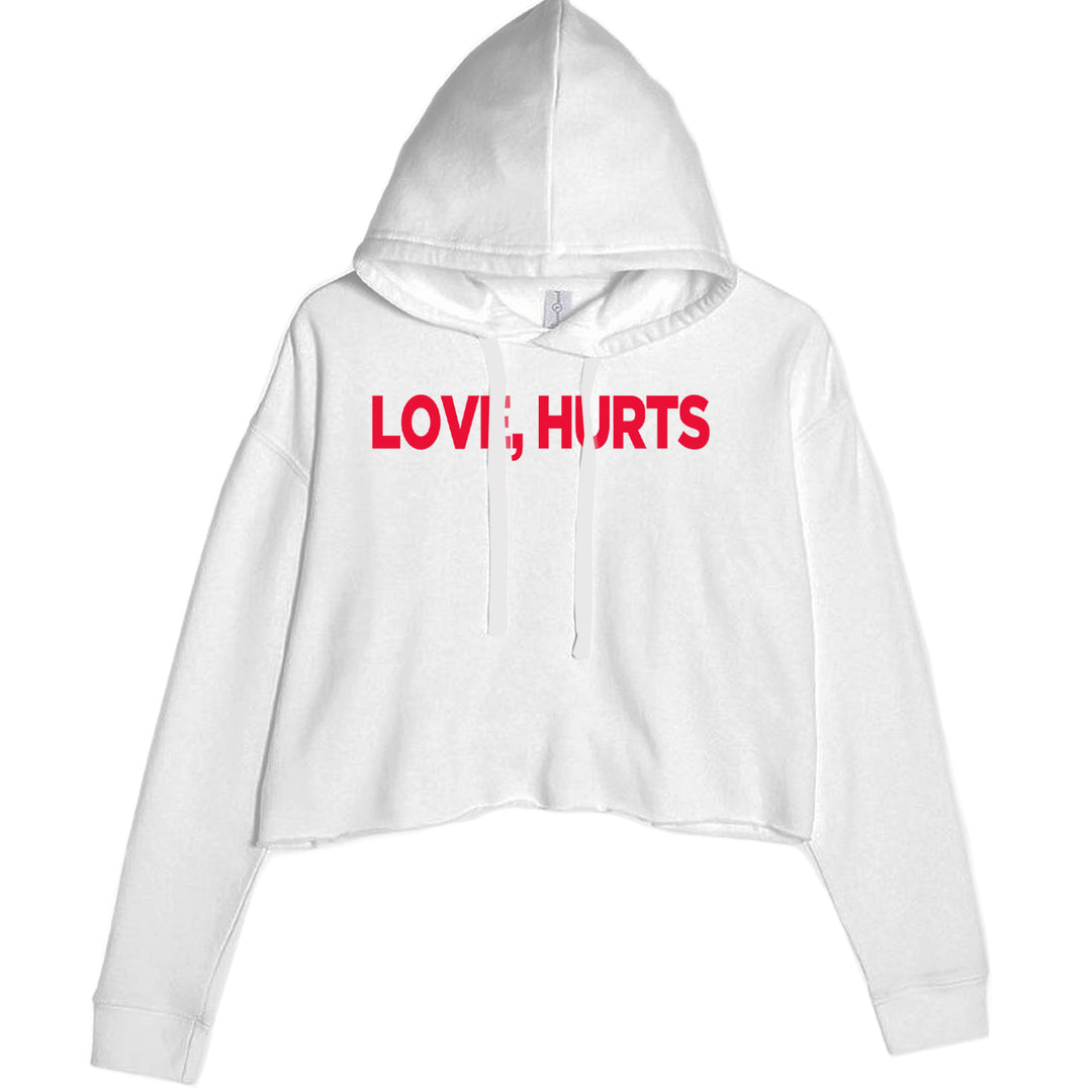 Love Hurts Cropped Hoodie Sweatshirt White