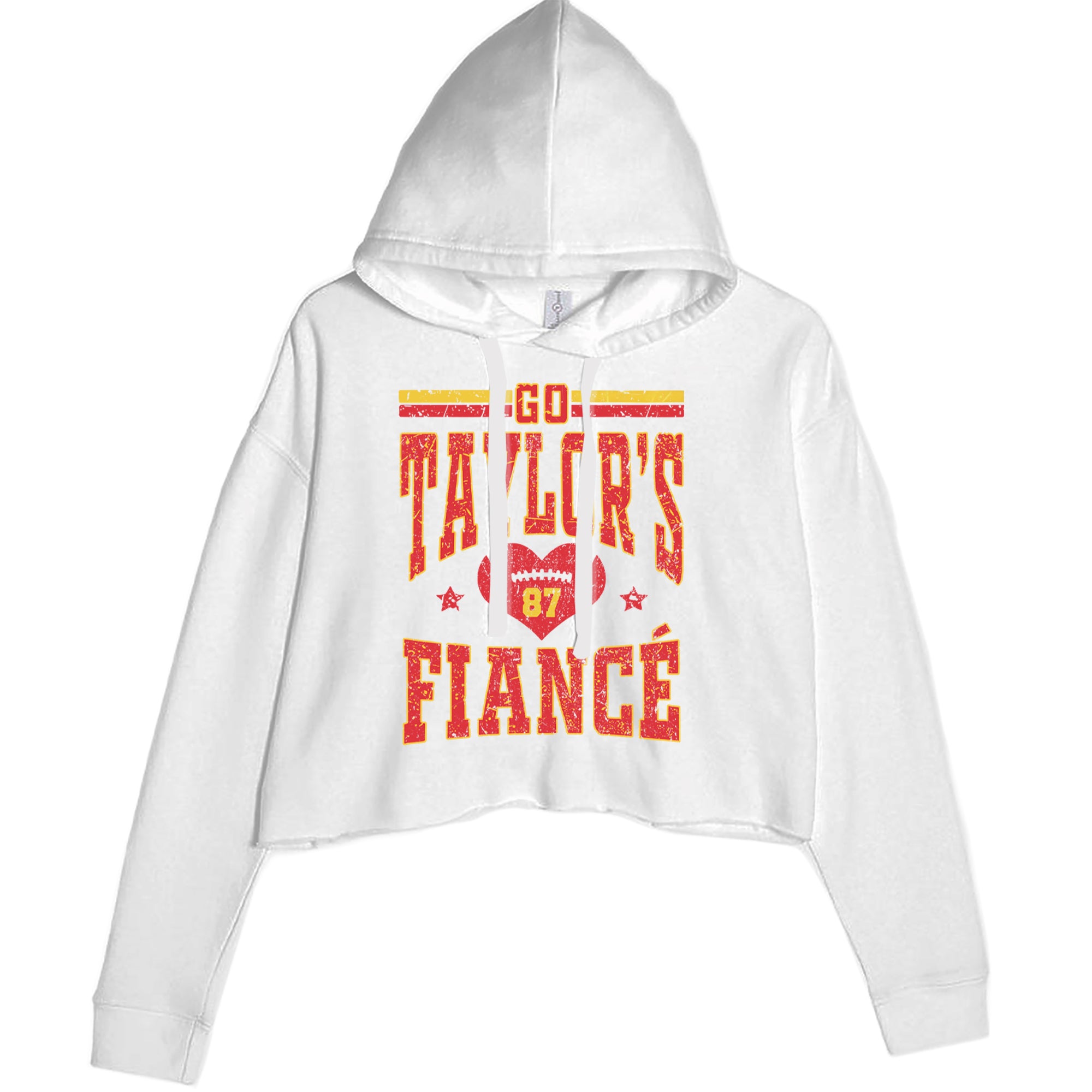 Go Taylor's Fiancé Engagement Game Day Cropped Hoodie Sweatshirt White