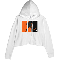 Hockey Enforcer Retro Vintage Cropped Hoodie Sweatshirt White