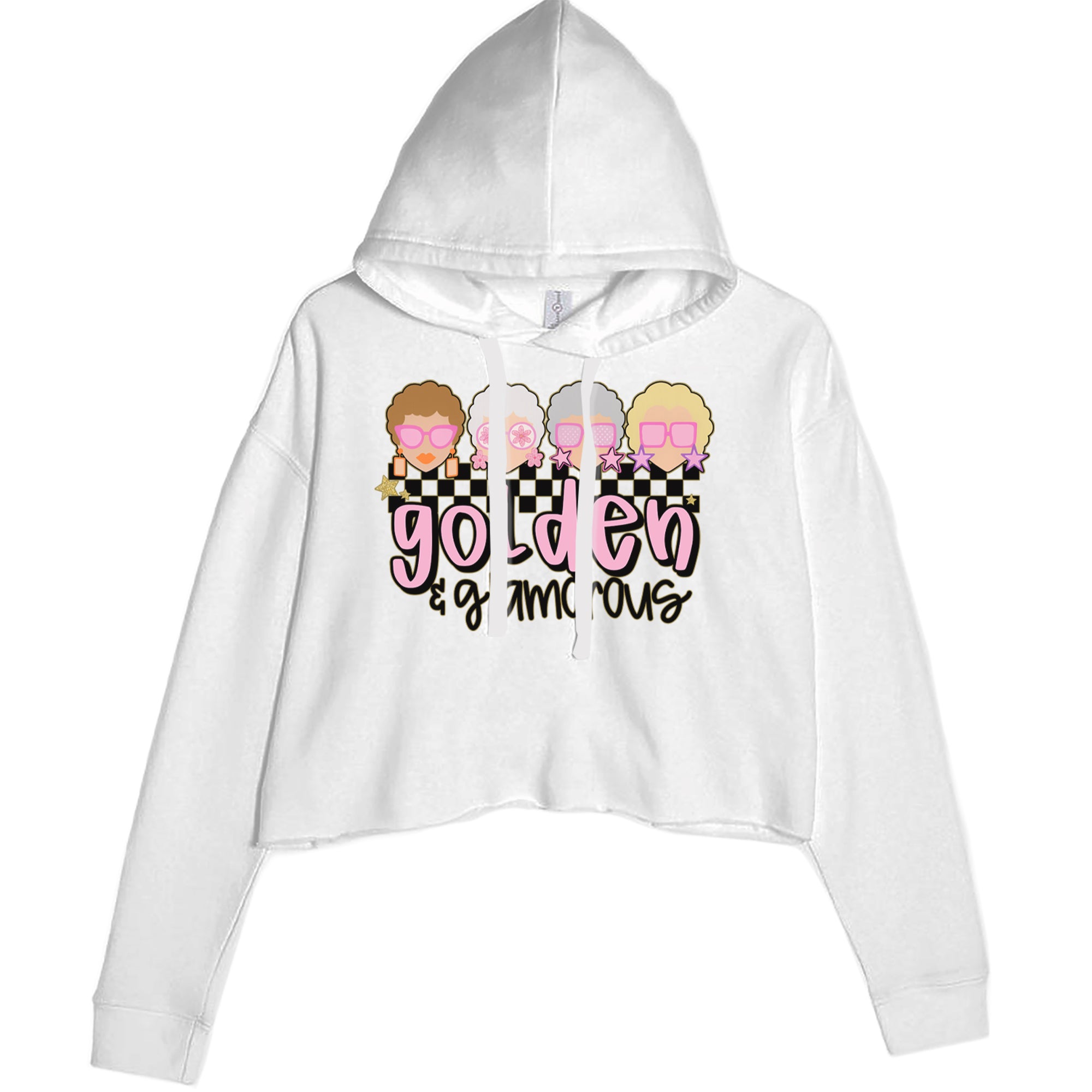 Golden And Glamorous Golden Girls Cropped Hoodie Sweatshirt White