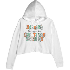 Dancing Through The Lightning Strikes Cropped Hoodie Sweatshirt White
