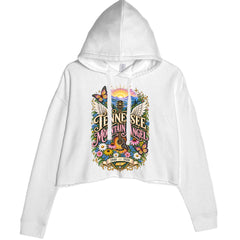 Tennessee Mountain Angel Wings Dolly Cropped Hoodie Sweatshirt White