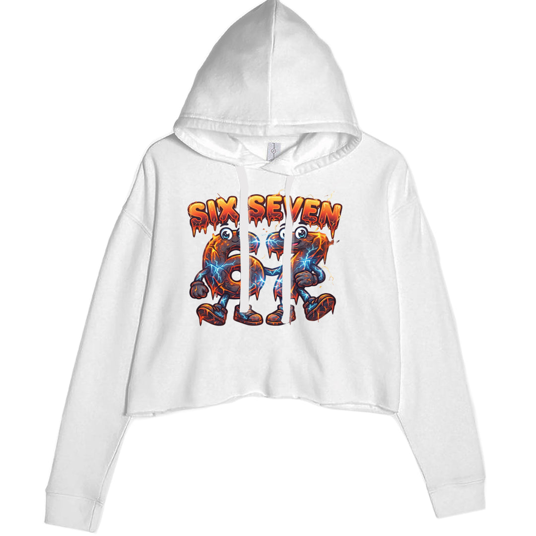 67 Lava Lightning Six Seven Meme Cropped Hoodie Sweatshirt White