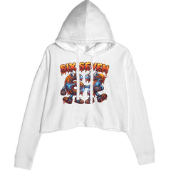 67 Lava Lightning Six Seven Meme Cropped Hoodie Sweatshirt White