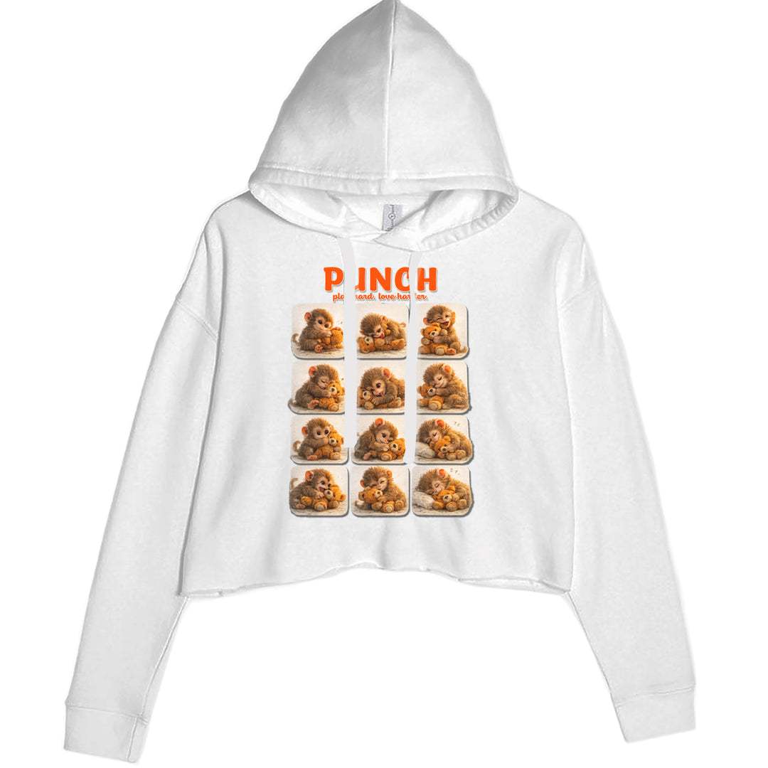 Punch Play Hard Love Harder Cropped Hoodie Sweatshirt White