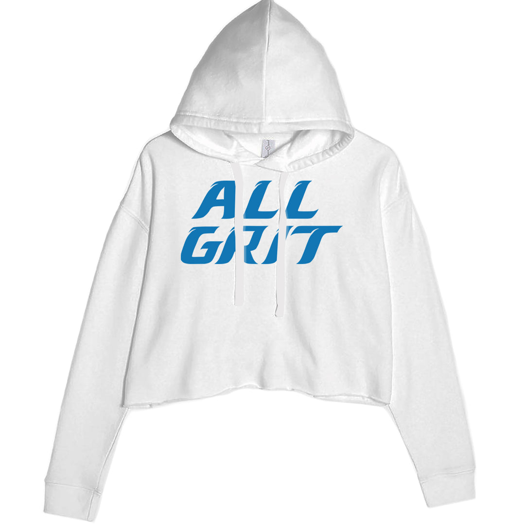 All Grit Detroit Football Cropped Hoodie Sweatshirt White
