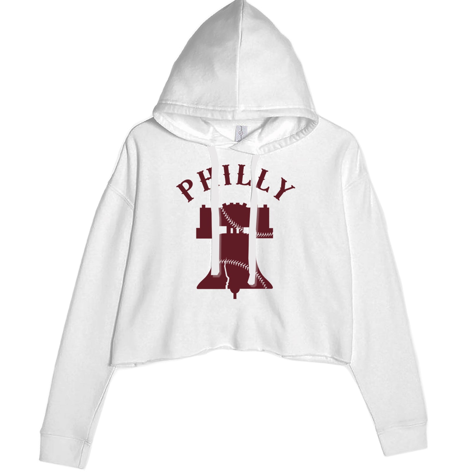 Philly Cracked Liberty Bell Cropped Hoodie Sweatshirt White