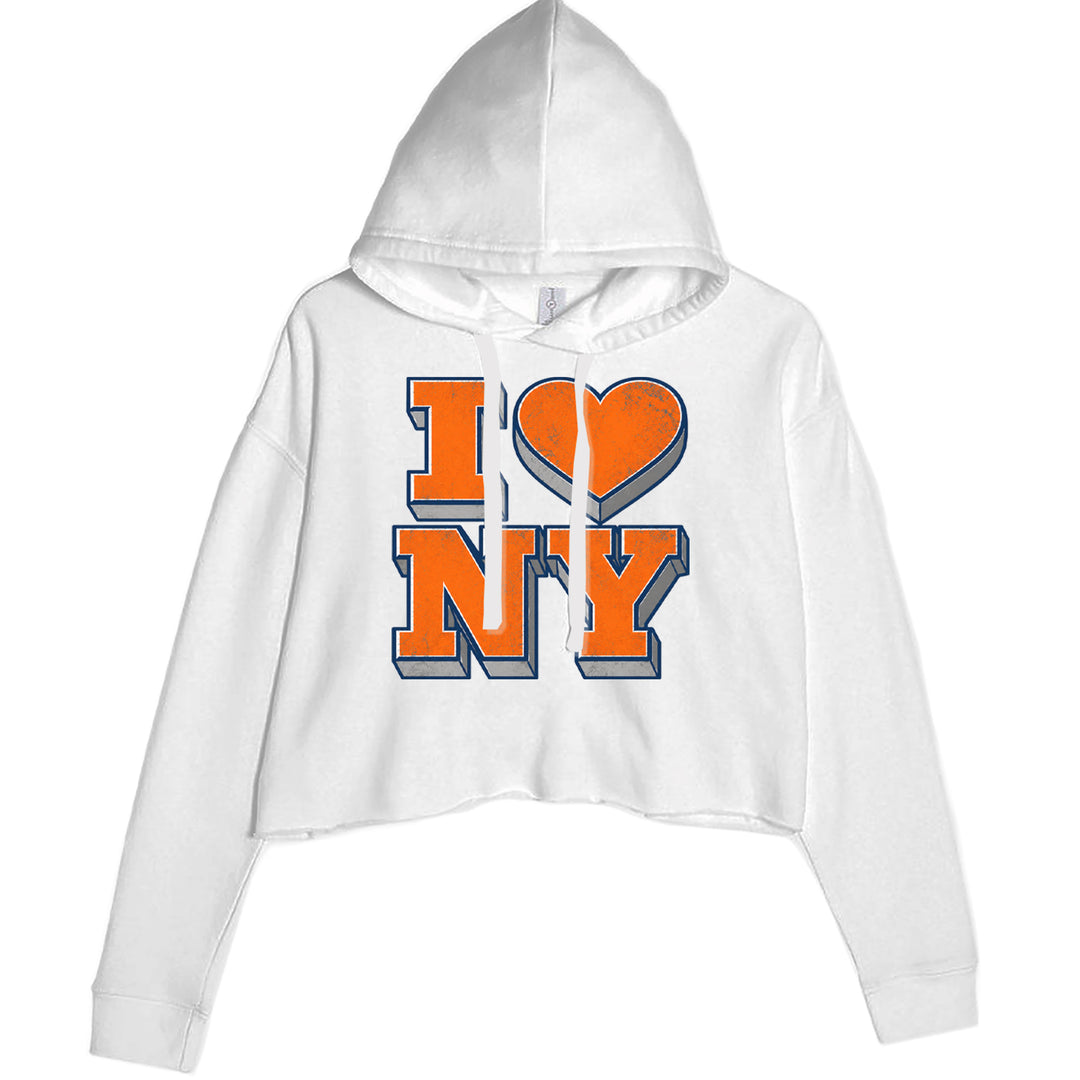 New York City Pride Heart Cropped Hoodie Sweatshirt White