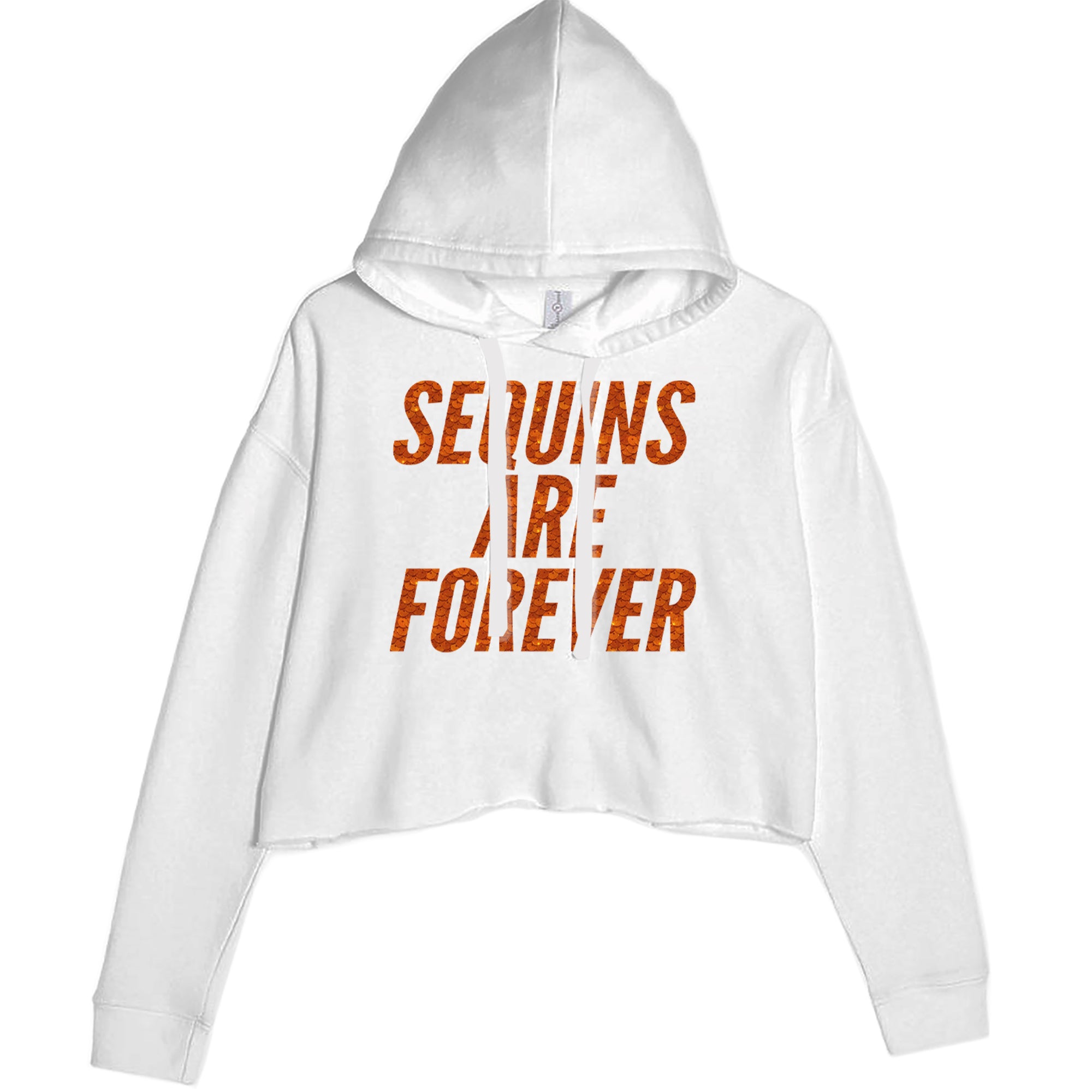 Sequins Are Forever Retro Glam Cropped Hoodie Sweatshirt White