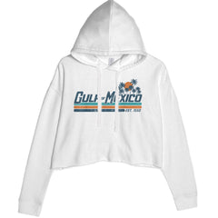 Gulf Of Mexico Established Year 1550 Cropped Hoodie Sweatshirt White
