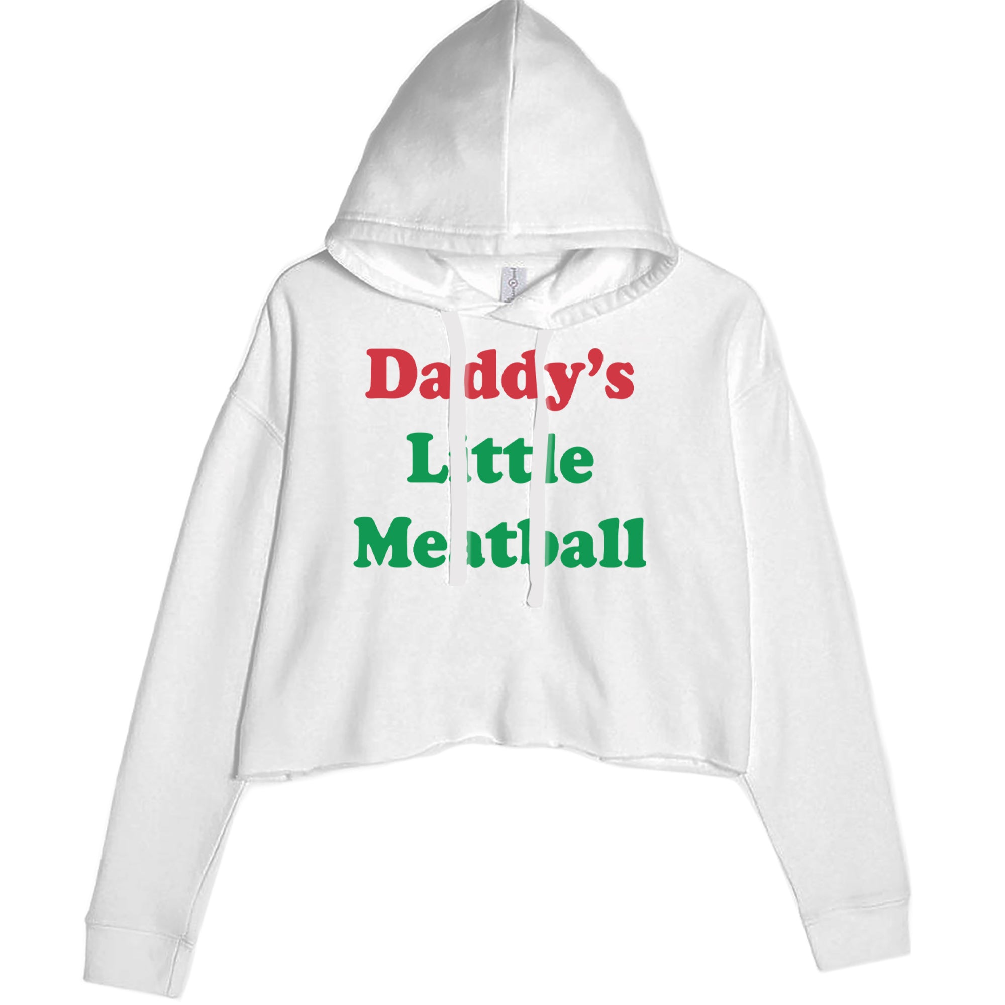 Daddy's Little Meatball Love Island Cropped Hoodie Sweatshirt White