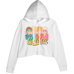 Stay Golden Girls Retro Cropped Hoodie Sweatshirt White
