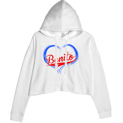 Benito Heart Puerto Rico Cropped Hoodie Sweatshirt White