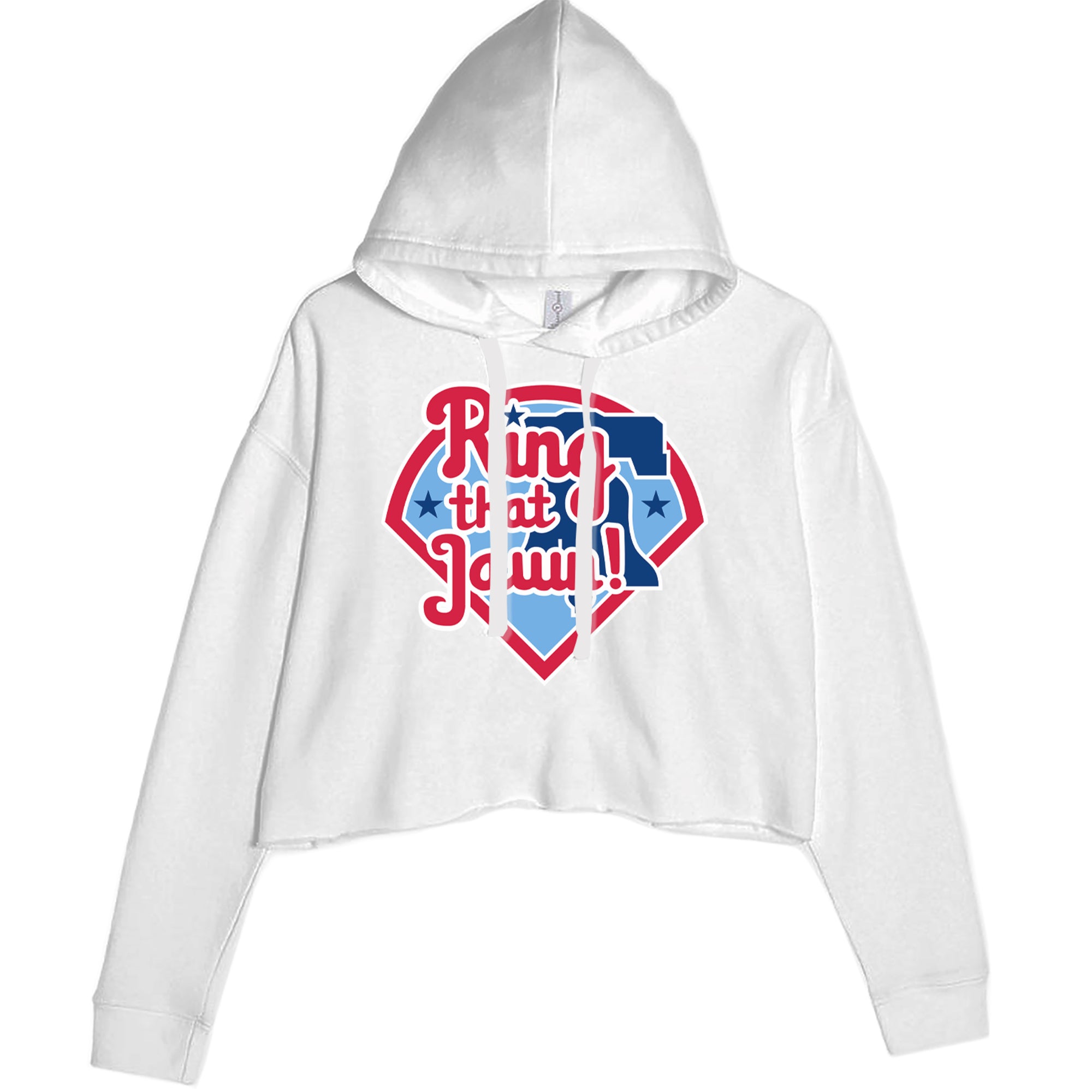 Ring That Jawn Philly Baseball Cropped Hoodie Sweatshirt White