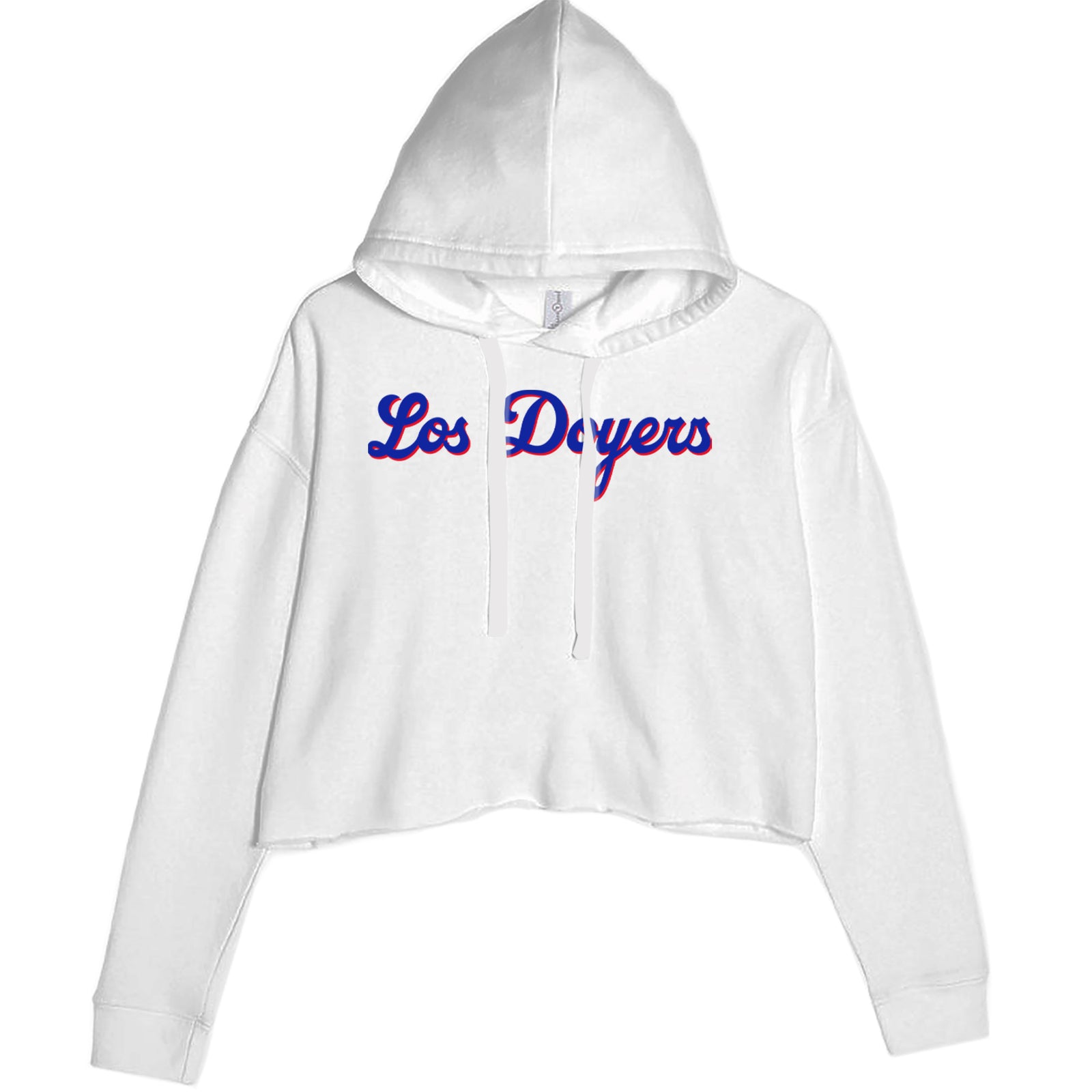 Los Doyers LA Baseball Cropped Hoodie Sweatshirt White