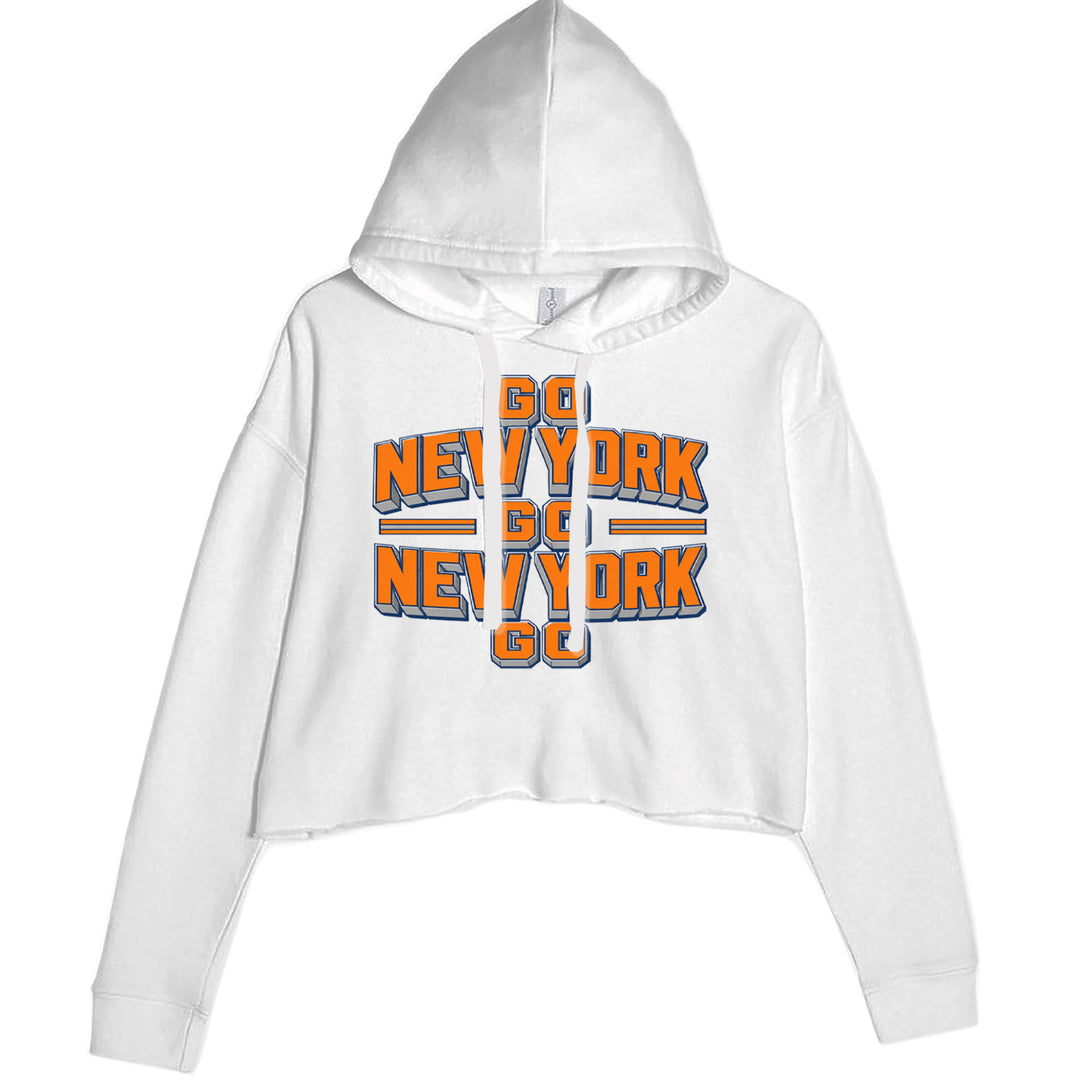 Go New York Go Basketball Cropped Hoodie Sweatshirt White