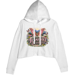 Forever Our Tennessee Butterfly Dolly Cropped Hoodie Sweatshirt White