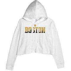 Boston City Pride Irish Cropped Hoodie Sweatshirt White