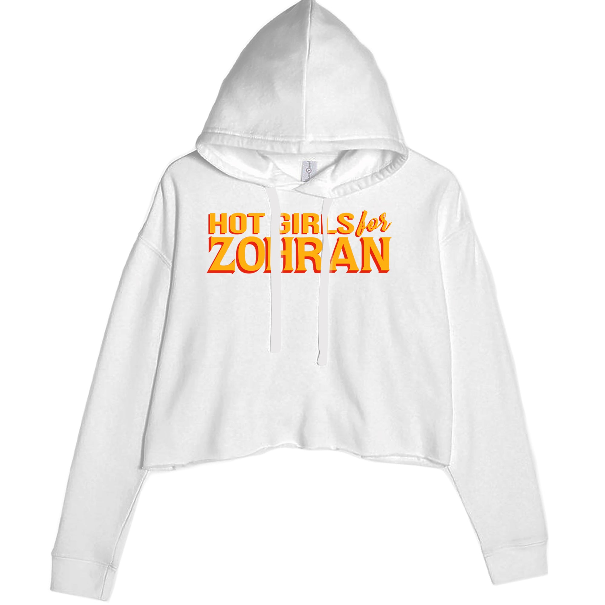 Hot Girls for Zohran Meme Cropped Hoodie Sweatshirt White