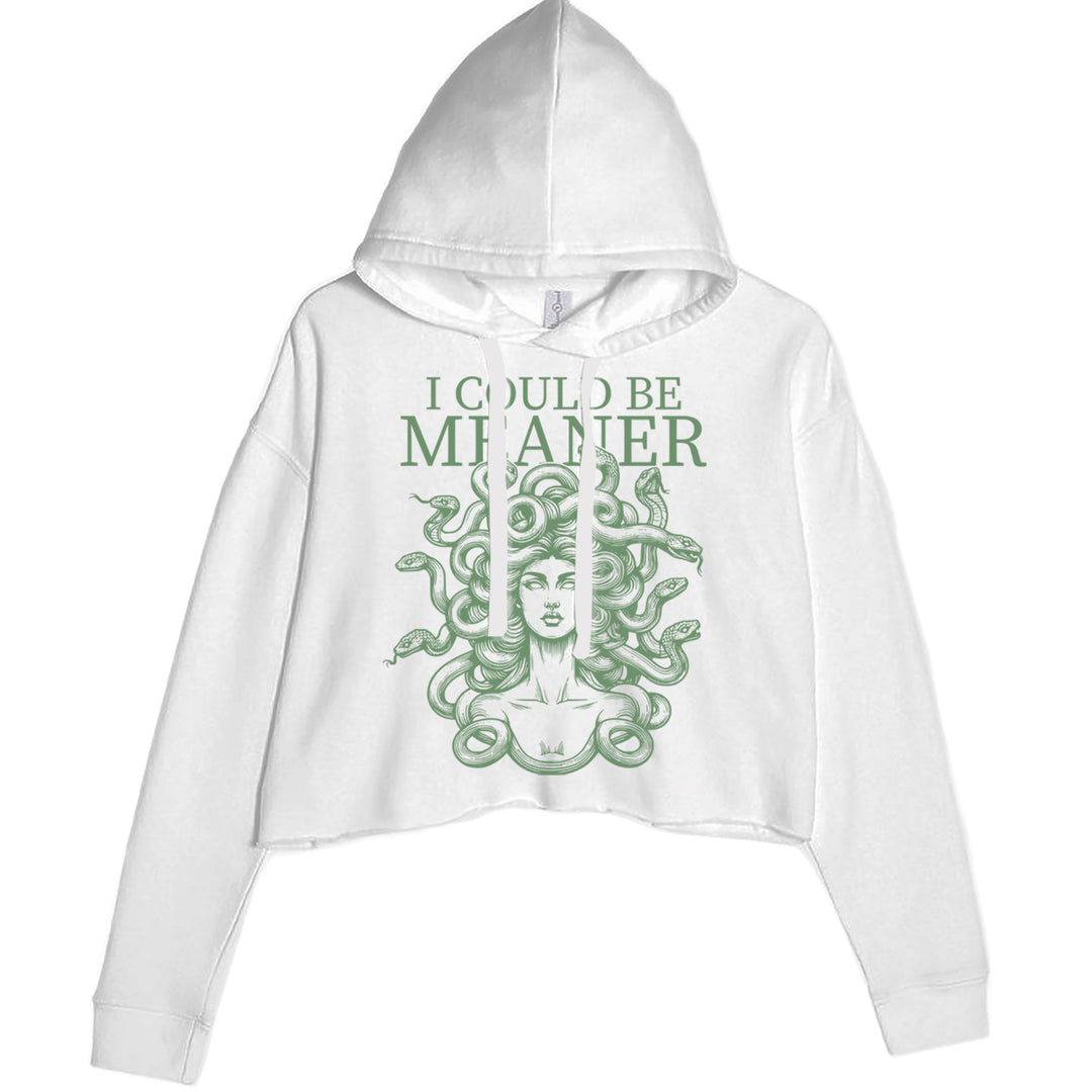 Medusa I Could Be Meaner Cropped Hoodie Sweatshirt White