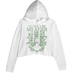 Medusa I Could Be Meaner Cropped Hoodie Sweatshirt White