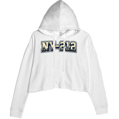 New York City 212 Area Code Skyline  Cropped Hoodie Sweatshirt White