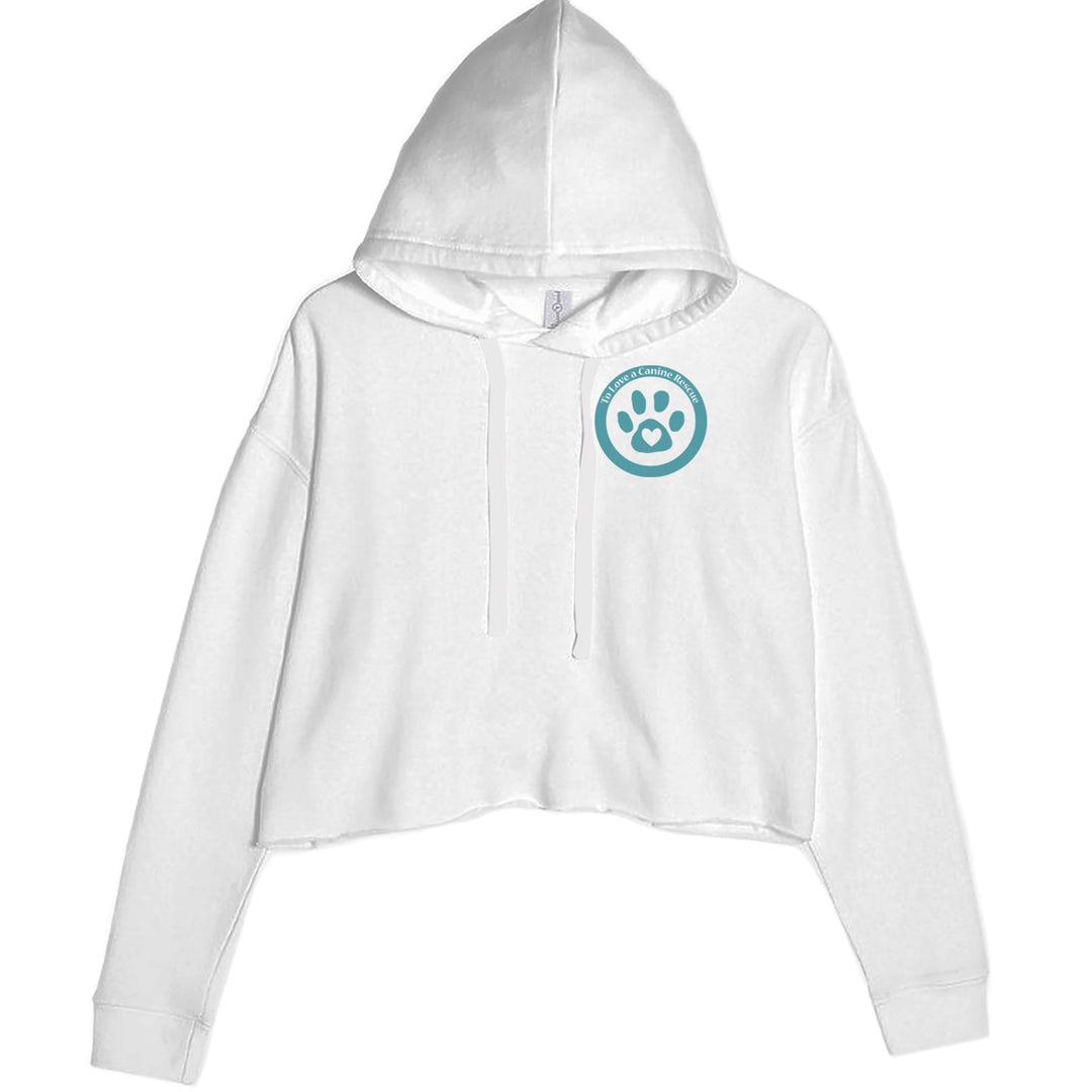TLC To Love a Canine Dog Rescue Teal Cropped Hoodie Sweatshirt White