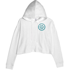 TLC To Love a Canine Dog Rescue Teal Cropped Hoodie Sweatshirt White
