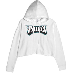 Philly Bold Block Throwback Cropped Hoodie Sweatshirt White