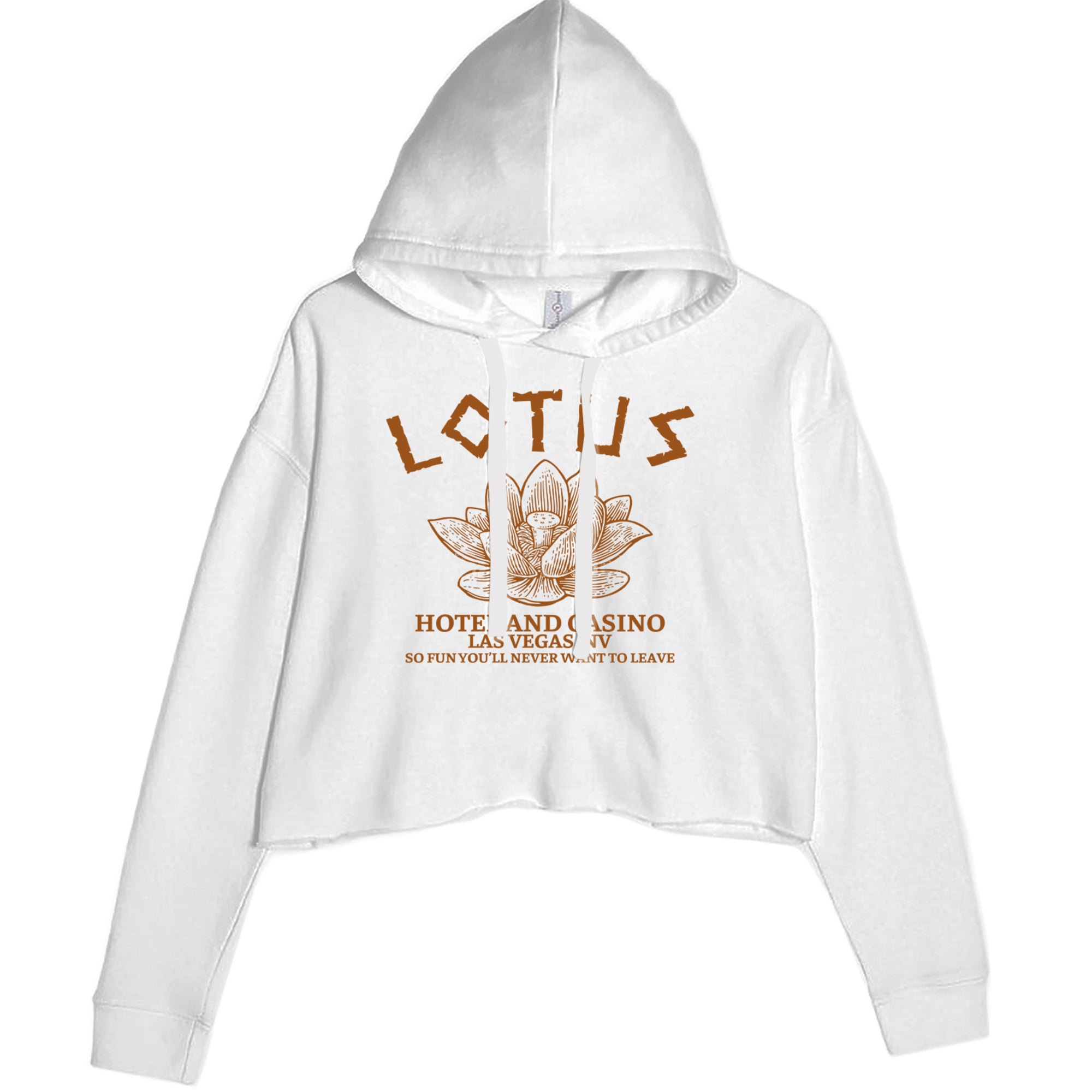 Lotus Hotel and Casino Cropped Hoodie Sweatshirt White