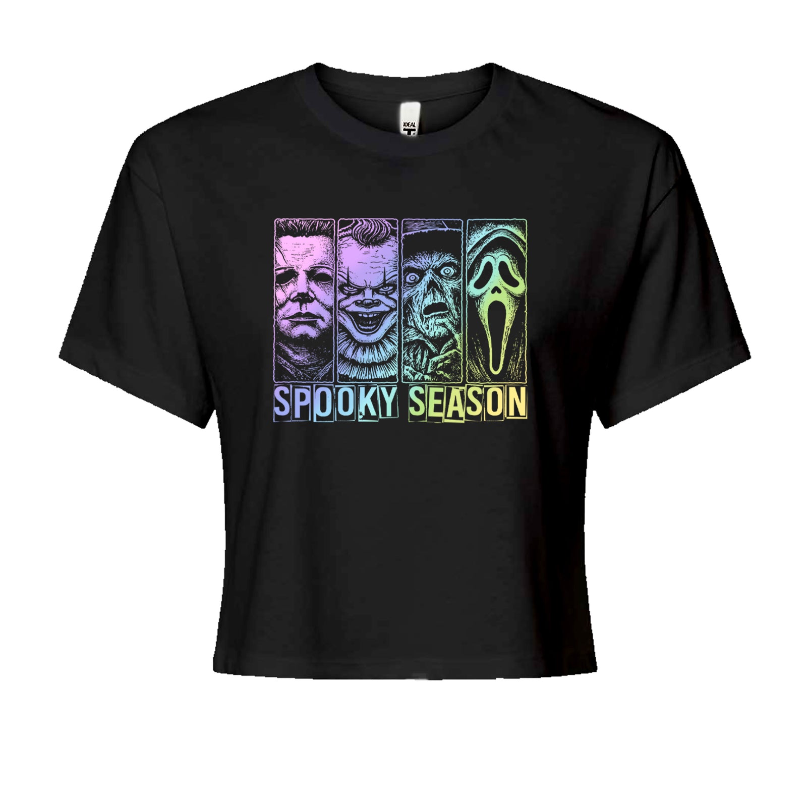 Spooky Season Horror Icons Halloween Cropped T-Shirt Black