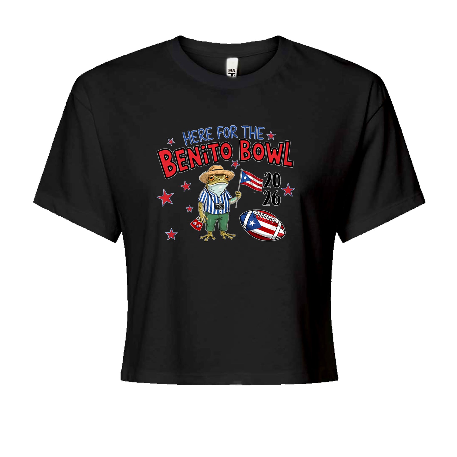 Frog Here for the Benito Bowl Football Cropped T-Shirt Black