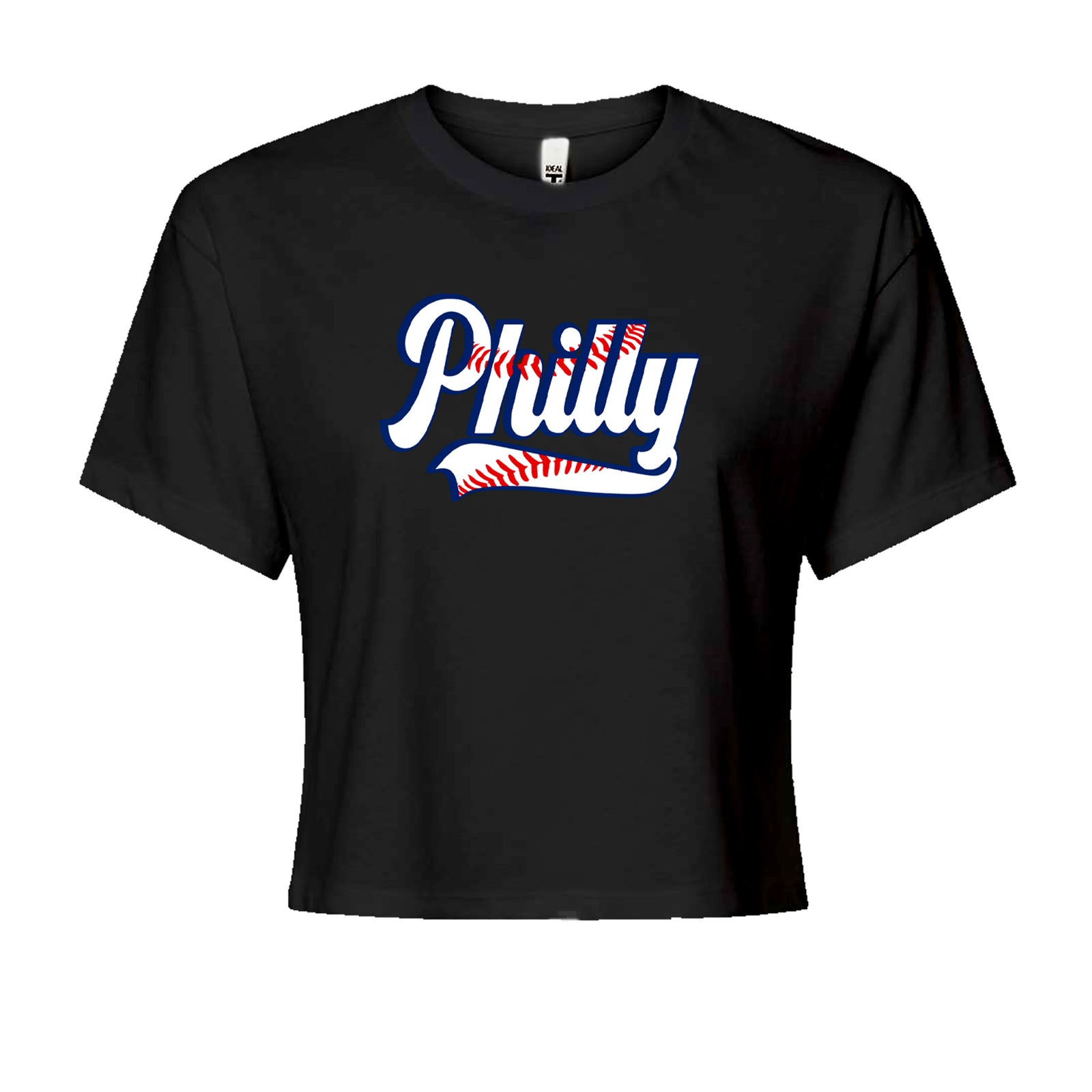 Philly Baseball Stitching Cropped T-Shirt Black