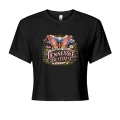 Forever Our Tennessee Butterfly Dolly Cropped T-Shirt Black