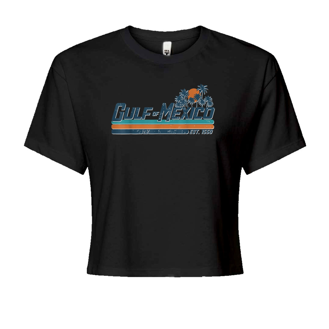 Gulf Of Mexico Established Year 1550 Cropped T-Shirt Black
