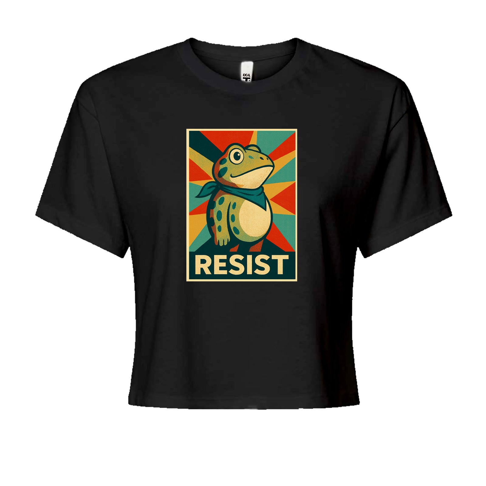 Resist Portland Protest Frog Cropped T-Shirt Black